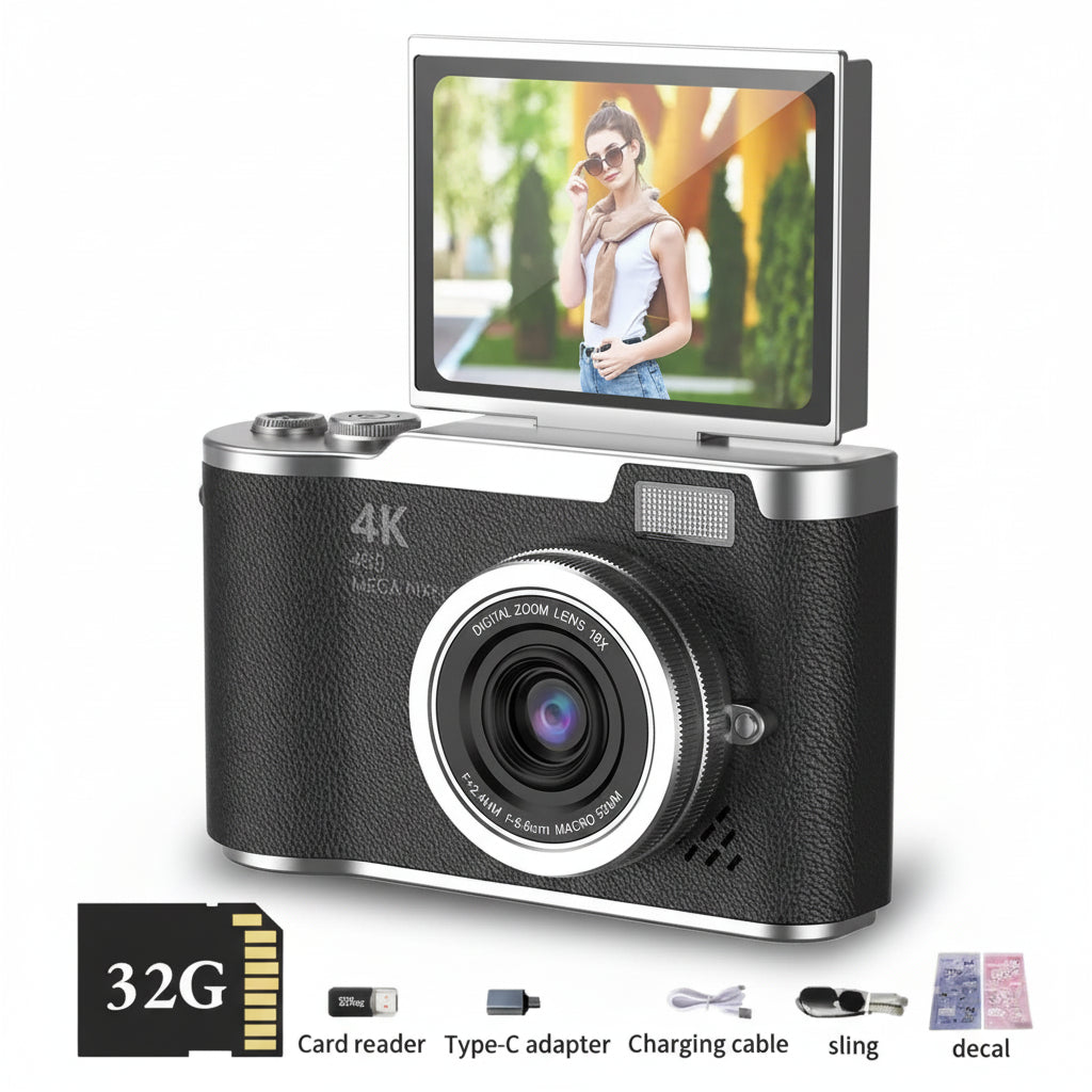 Compact Digital Camera 48MP 4K Flip Screen