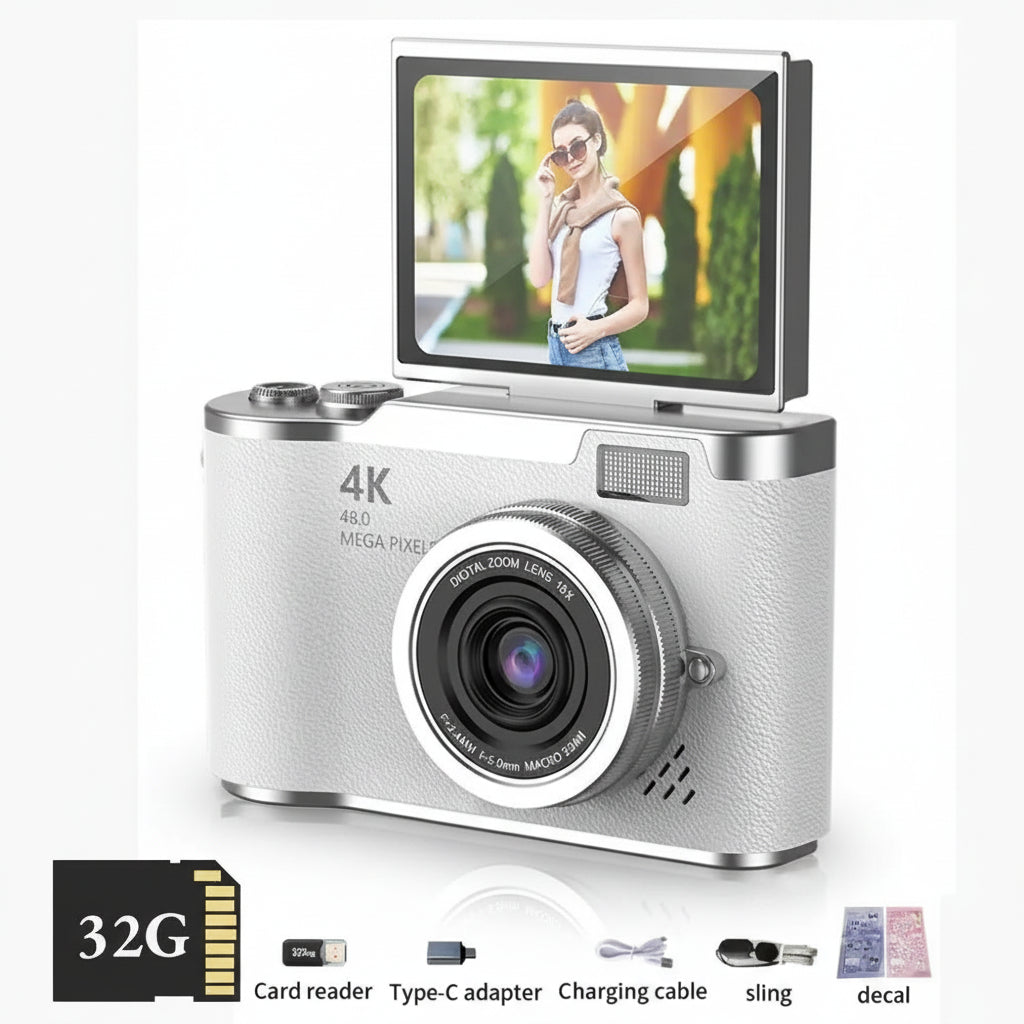Compact Digital Camera 48MP 4K Flip Screen