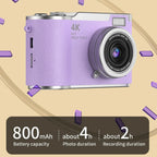 Compact Digital Camera 4K Video 48 MP Flip Screen
