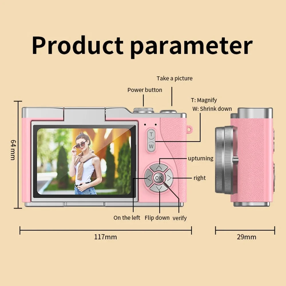 Compact Digital Camera 4K Video 48 MP Flip Screen