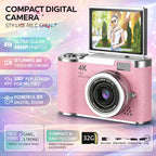 Compact Digital Camera 4K Video 48 MP Flip Screen