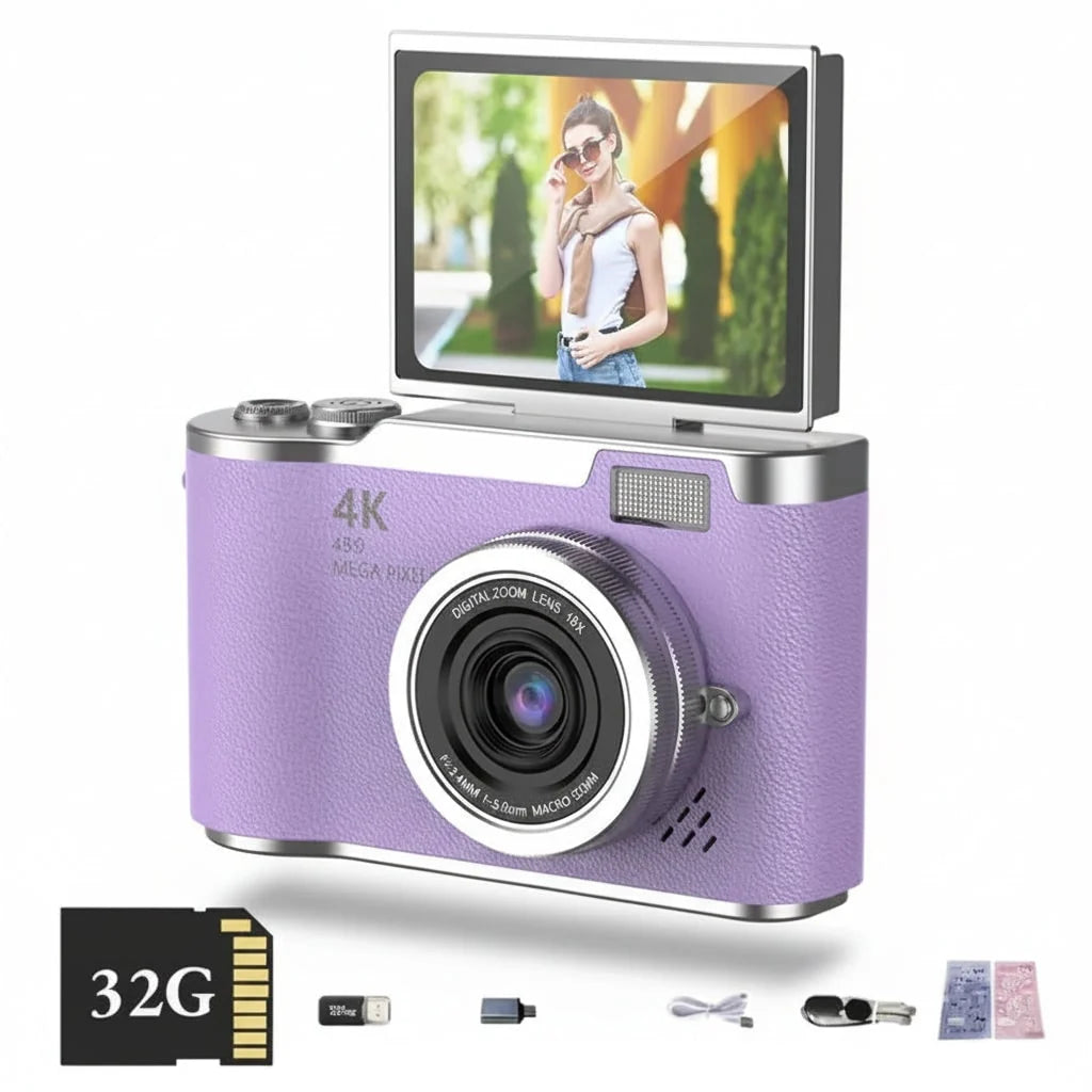 Compact Digital Camera 4K Video 48 MP Flip Screen