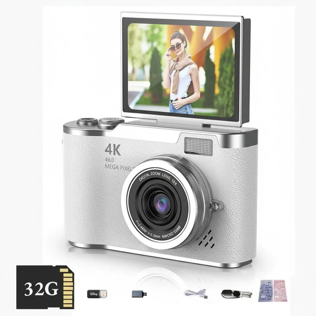 Compact Digital Camera 4K Video 48 MP Flip Screen