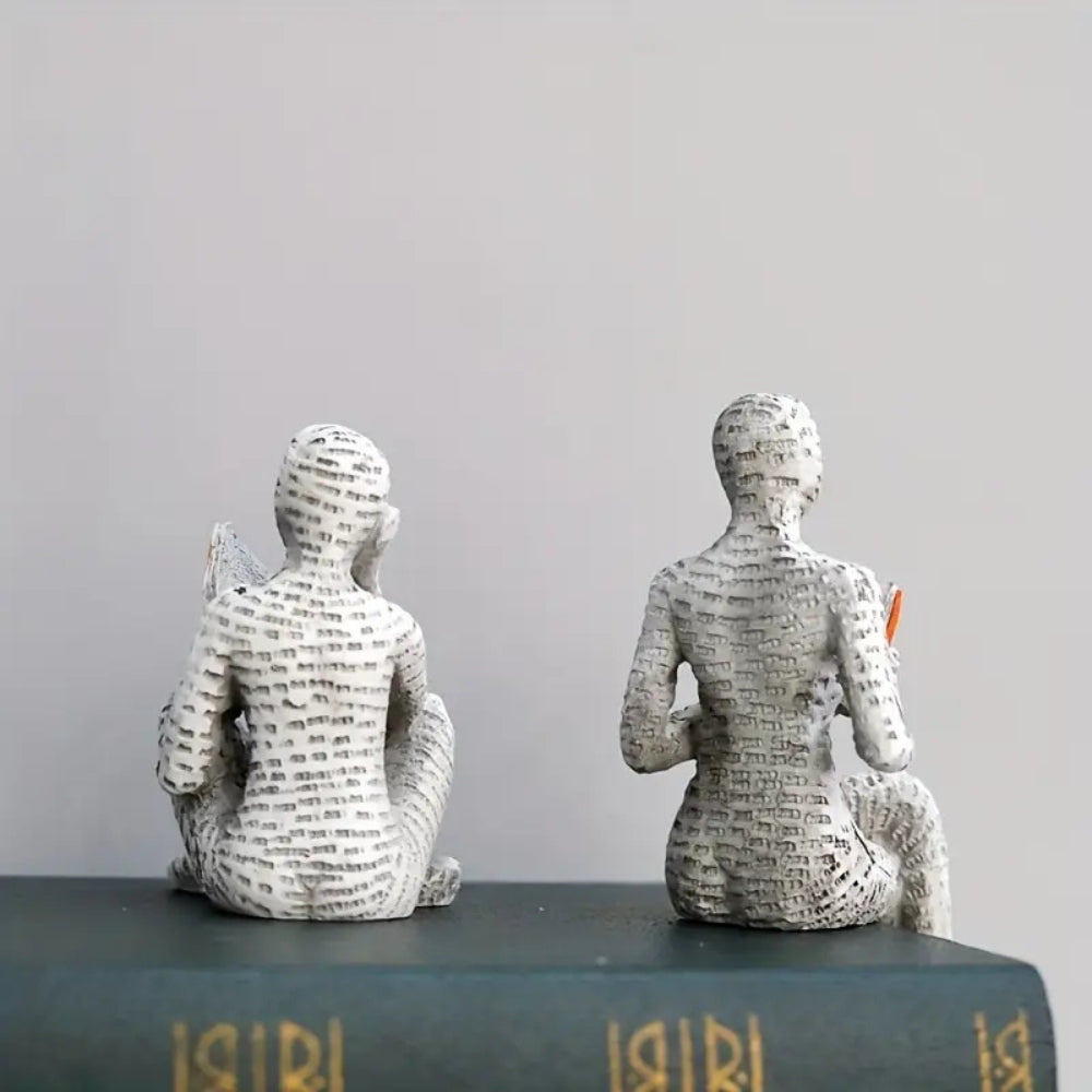 Compact Fine-Detail Resin Bookshelf Figurine