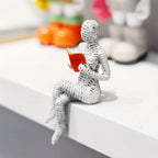 Compact Fine-Detail Resin Bookshelf Figurine