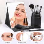 Compact Makeup Mirror Foldable Adjustable Stand Hands-Free
