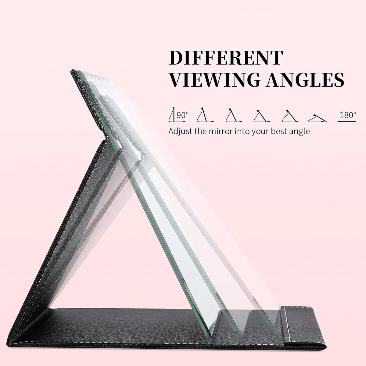 Compact Makeup Mirror Foldable Adjustable Stand Hands-Free