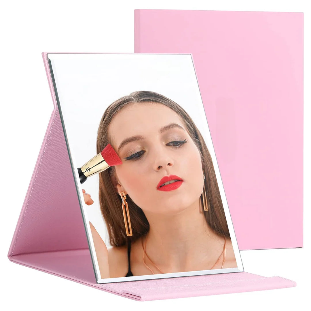Compact Makeup Mirror Foldable Adjustable Stand Hands-Free