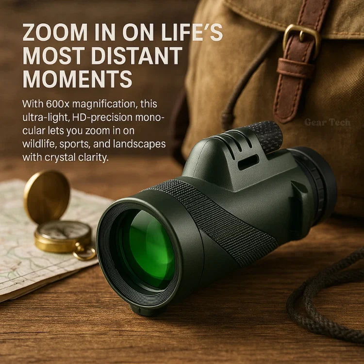Compact Monocular 600x Ultra-Zoom Multi-Coated HD Glass