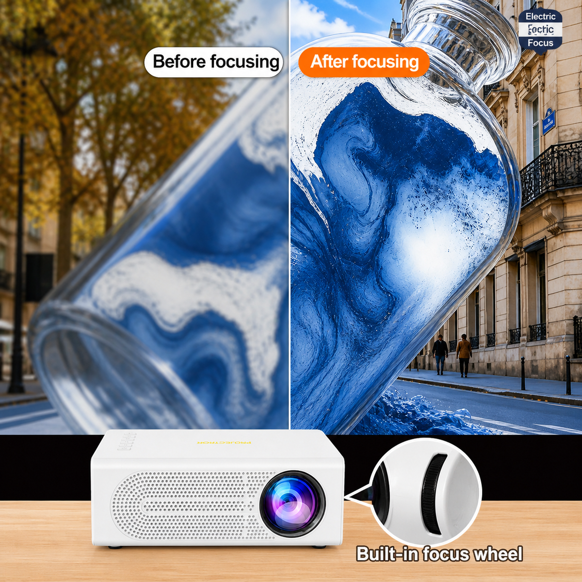 Compact Projector 720P 1080P Support USB & Screen Mirroring