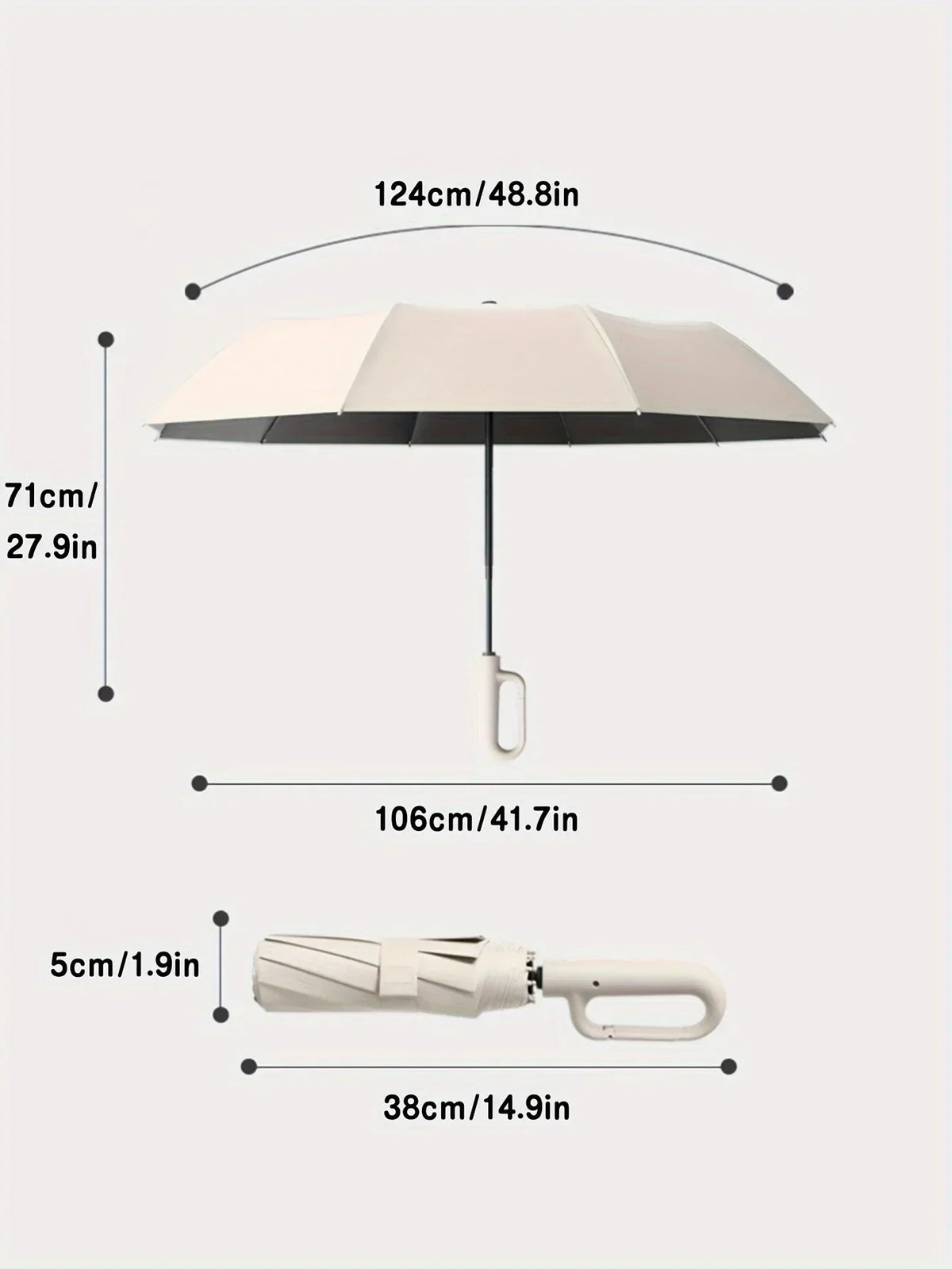Compact Travel Umbrella One-Touch Open & Close Fiberglass Frame