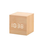 Compact Wood-Grain LED Alarm Clock (USB & Battery)