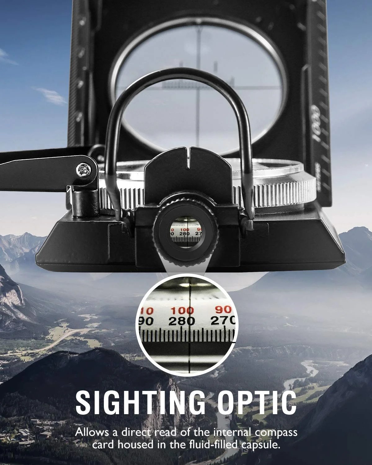 Compass Waterproof Aluminum Alloy Clinometer & Luminous Dial