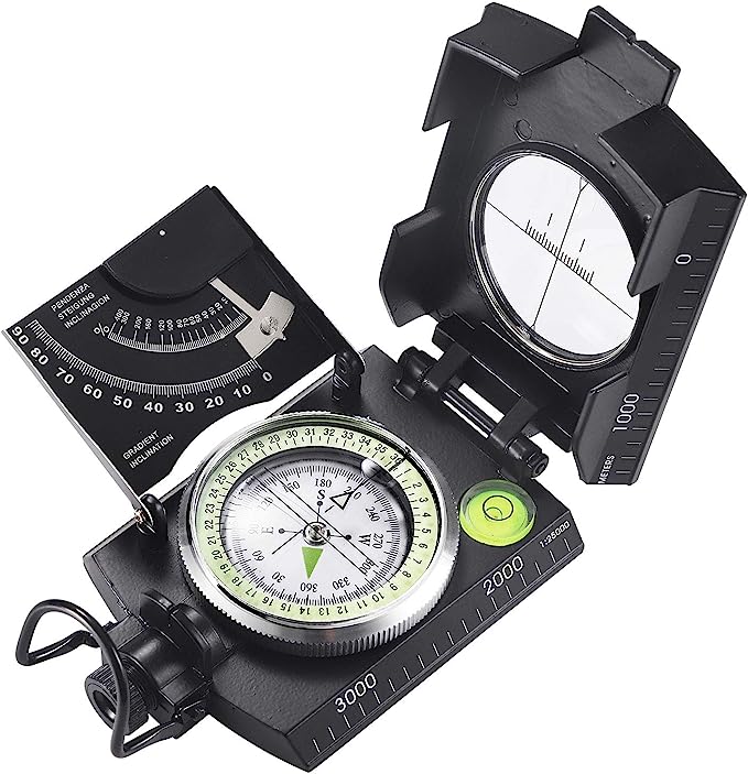 Compass Waterproof Aluminum Alloy Clinometer & Luminous Dial