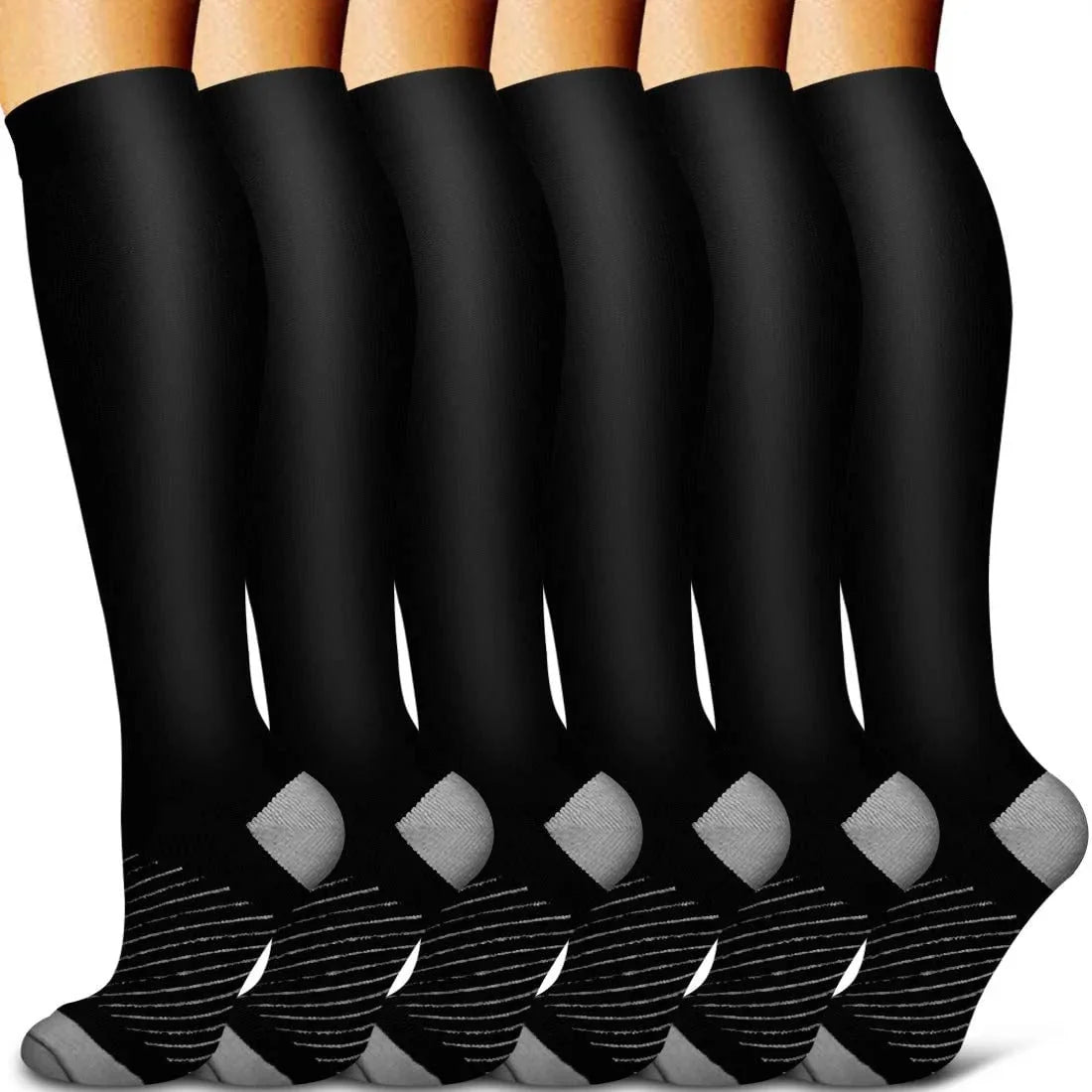 Compression Socks Graduated Pressure & Non-Slip Cuff