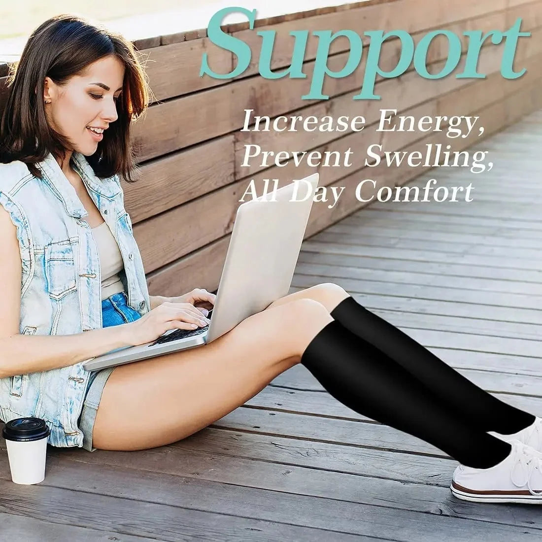 Compression Socks Knee-High Graduated Support Moisture-Wicking