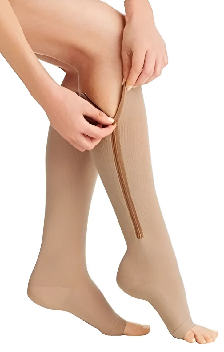 Compression Socks Zipper Closure Open Toe 20-30 mmHg