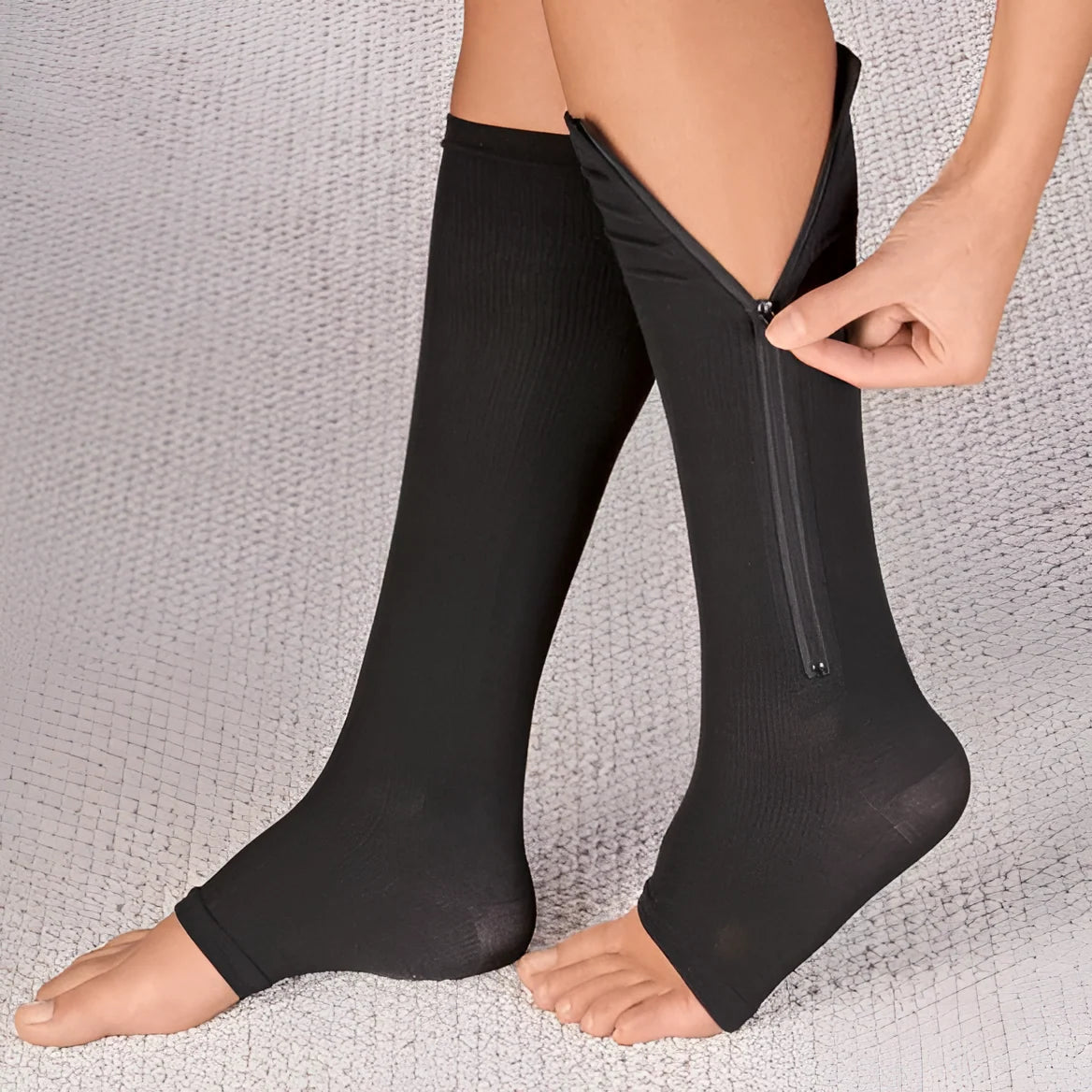 Compression Socks Zipper Closure Open Toe 20-30 mmHg