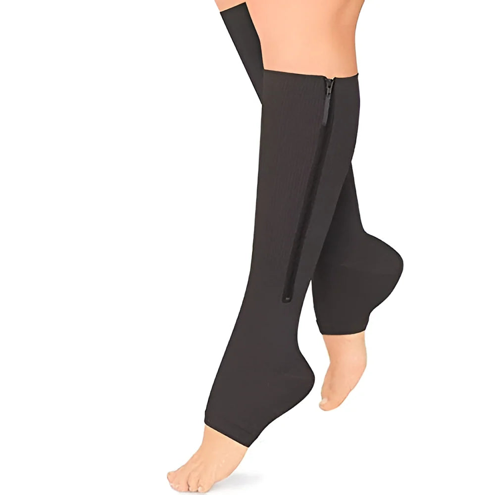 Compression Socks Zipper Closure Open Toe 20-30 mmHg
