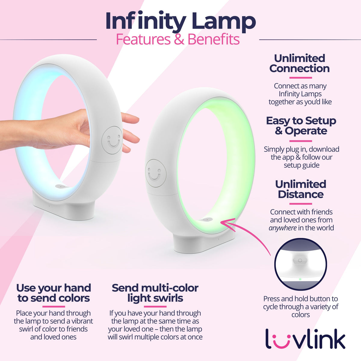 Connection Lamp Touch-Activated Color Swirl & Voice Messaging