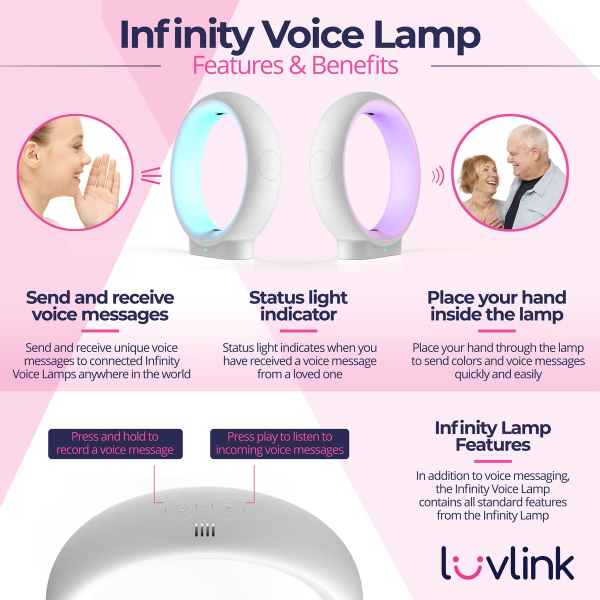 Connection Lamp Touch-Activated Color Swirl & Voice Messaging