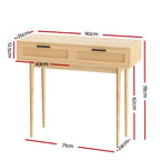 Console Table Rattan Drawers & Solid Eucalyptus Legs