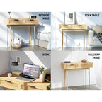 Console Table Rattan Drawers & Solid Eucalyptus Legs