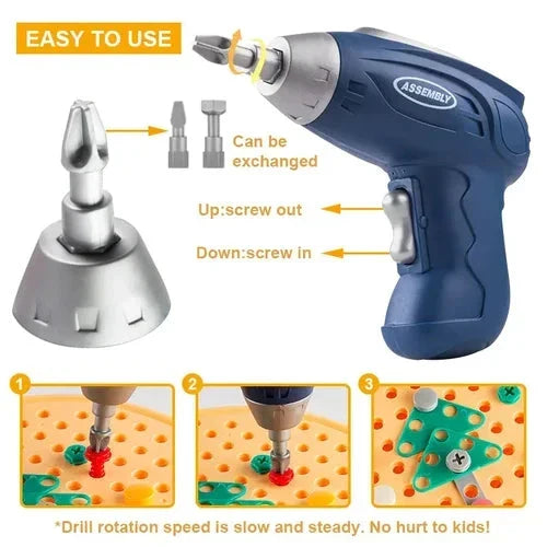Construction Play Set Battery-Powered Screwdriver 80 Pieces