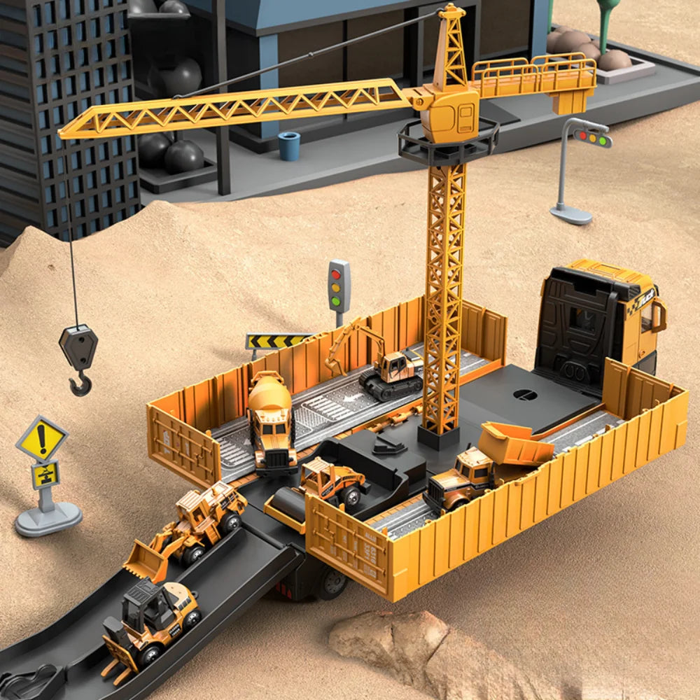 Construction Truck Playset Crane Movable Arm Light & Sound