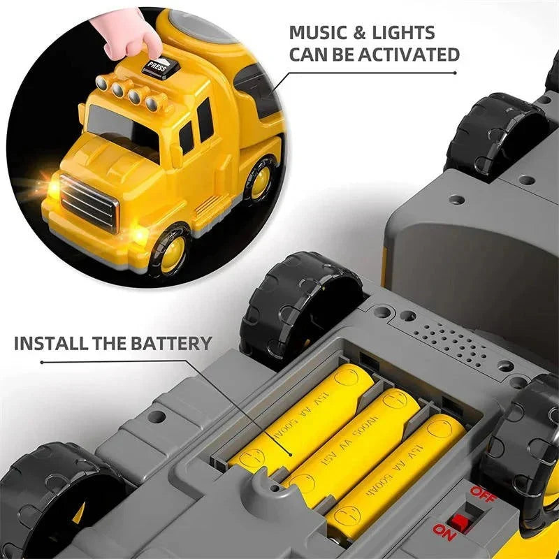 Construction Vehicle Set 5 Friction-Powered Vehicles Lights & Sounds