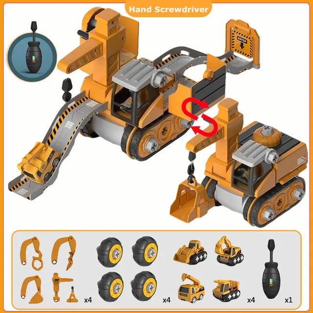 Construction Vehicle Set Electric & Manual Includes Screwdriver