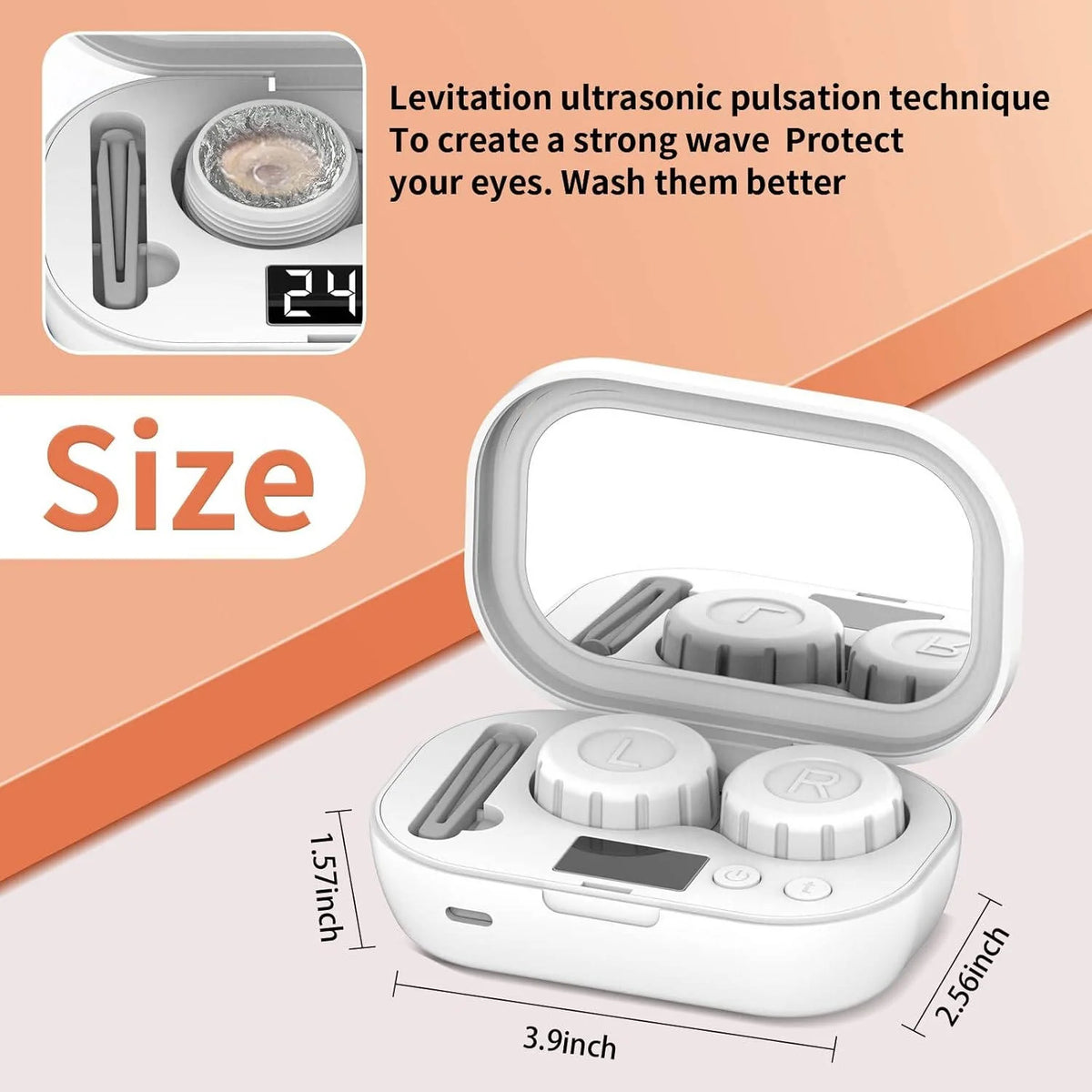 Contact Lens Cleaner Ultrasonic USB Rechargeable 60-Day Battery