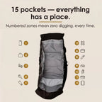 Convertible Tote Bag 15 Compartments Lightweight Water-Repellent Nylon