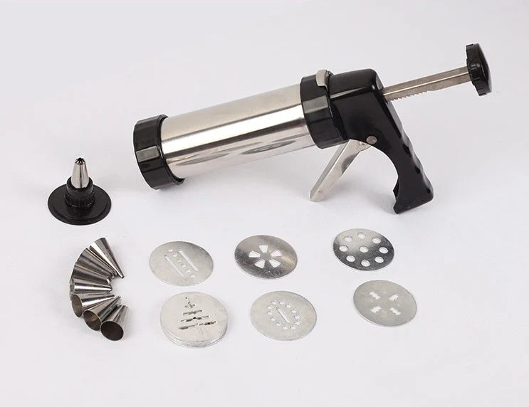Cookie Press Stainless Steel 13 Interchangeable Molds & 8 Nozzles