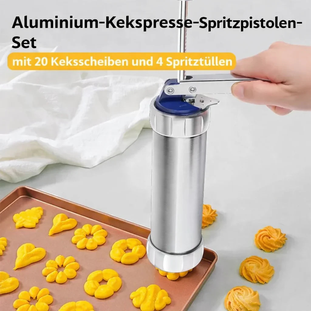 Cookie Press Stainless Steel 20 Shapes & Interchangeable Nozzles