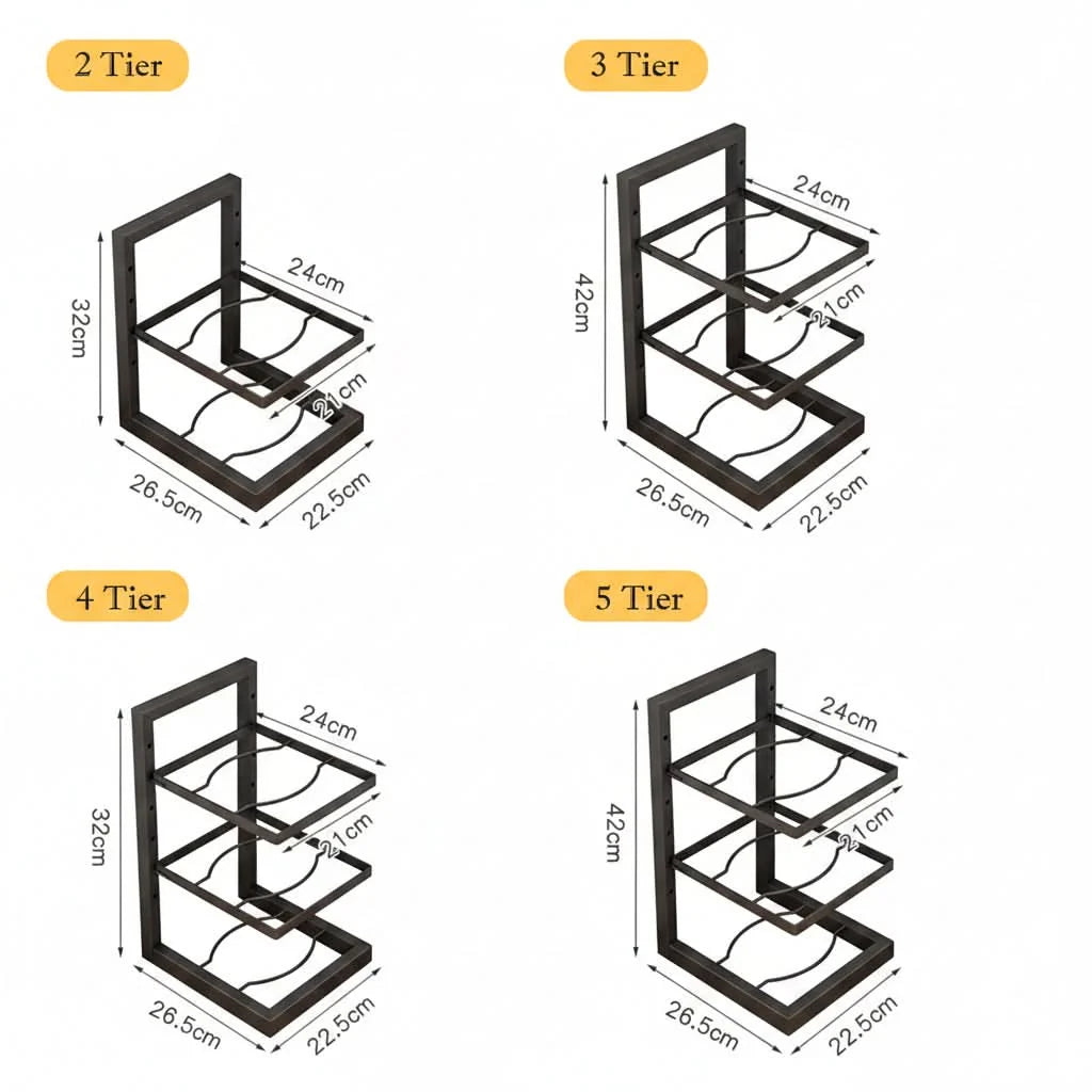 Cookware Rack Adjustable Shelves Reinforced Steel
