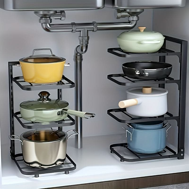Cookware Rack Adjustable Shelves Reinforced Steel