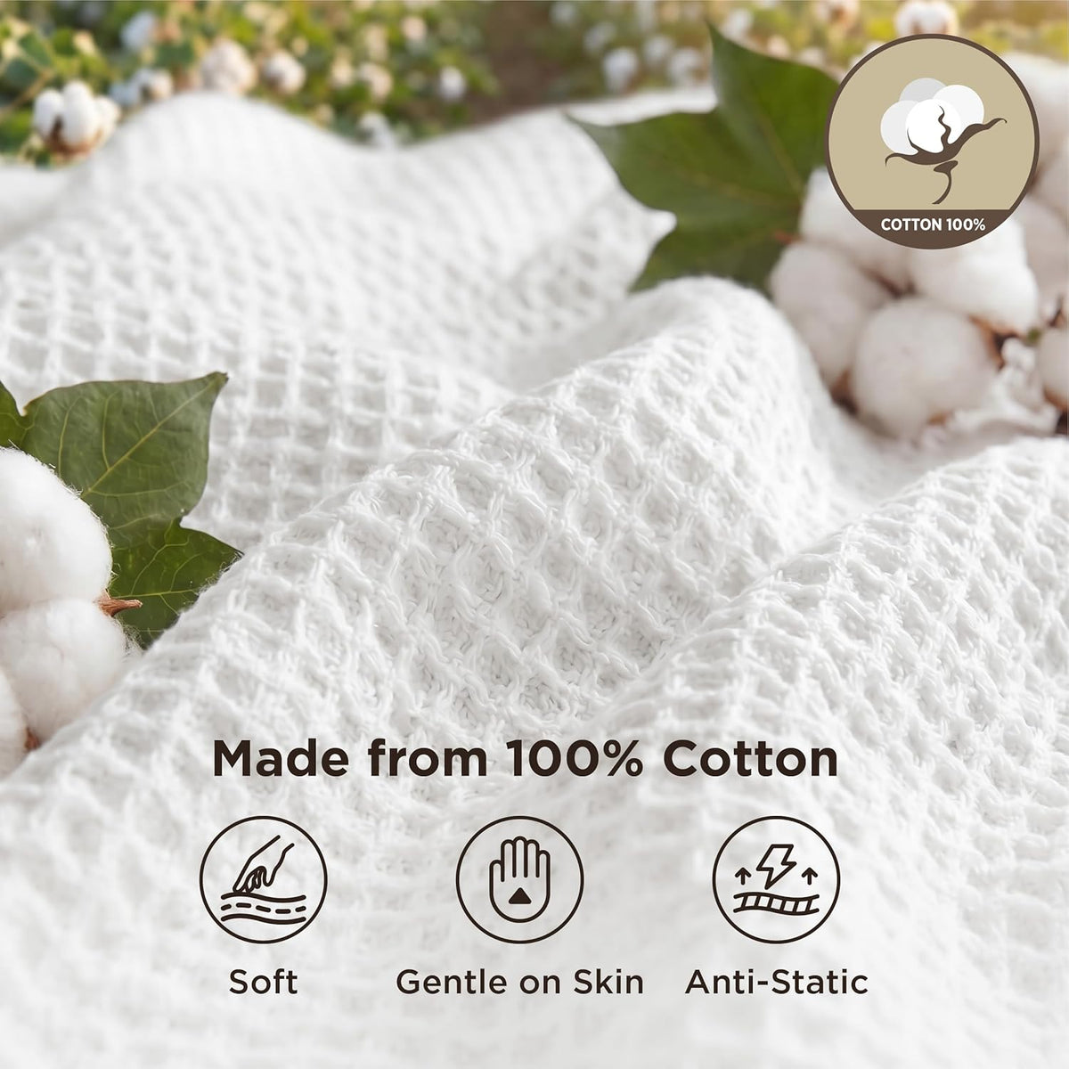 Cooling Blanket 100% Long-Staple Cotton Waffle Weave