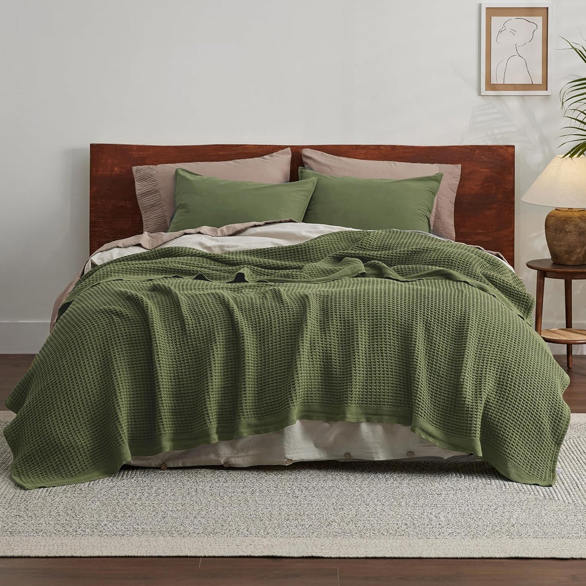 Cooling Blanket 100% Long-Staple Cotton Waffle Weave