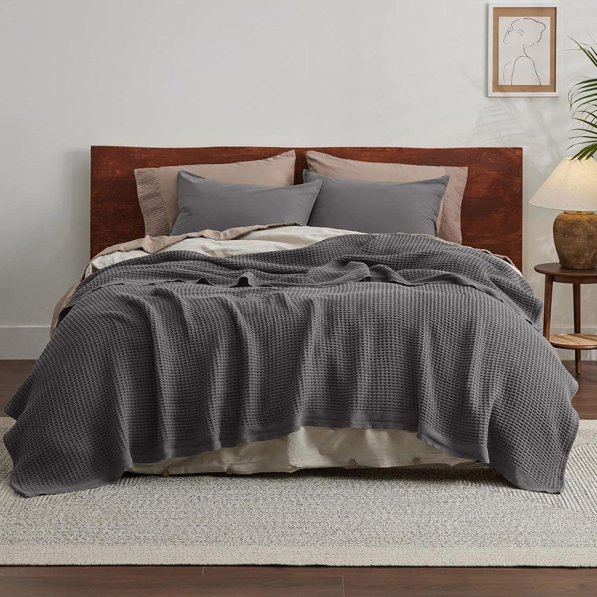 Cooling Blanket 100% Long-Staple Cotton Waffle Weave