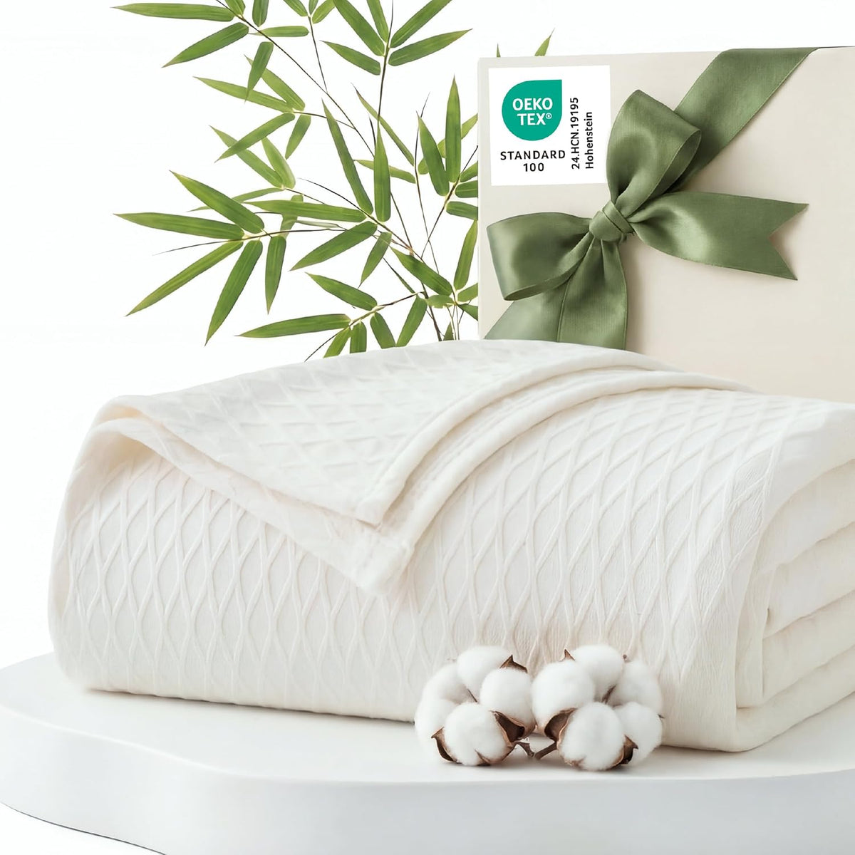 Cooling Blanket Breathable Bamboo-Cotton Diamond Waffle