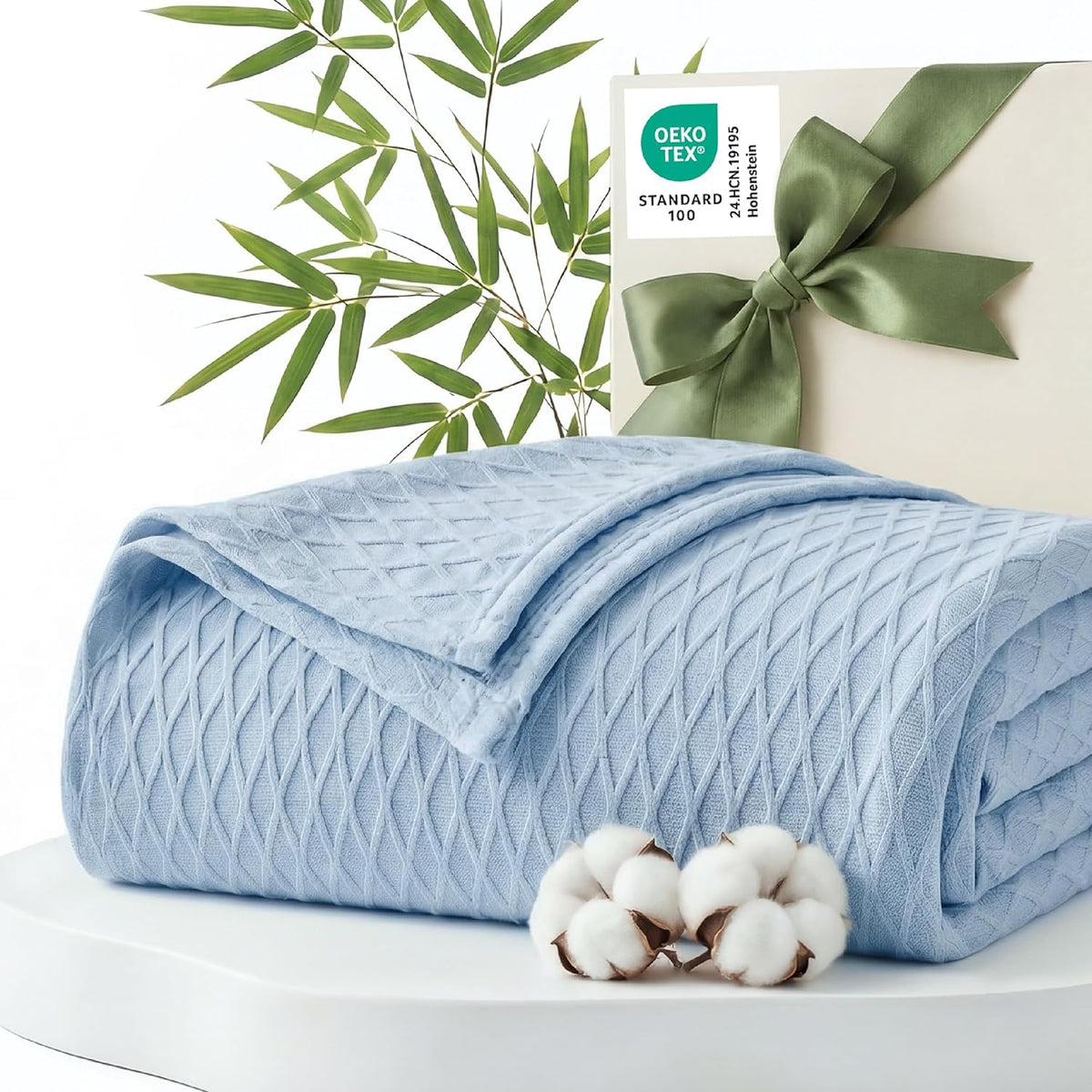 Cooling Blanket Breathable Bamboo-Cotton Diamond Waffle