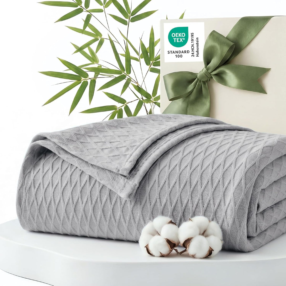 Cooling Blanket Breathable Bamboo-Cotton Diamond Waffle