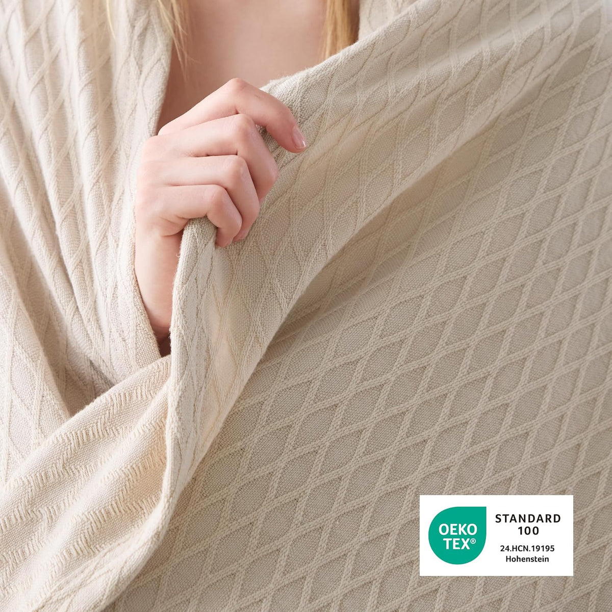 Cooling Blanket Breathable Bamboo-Cotton Diamond Waffle