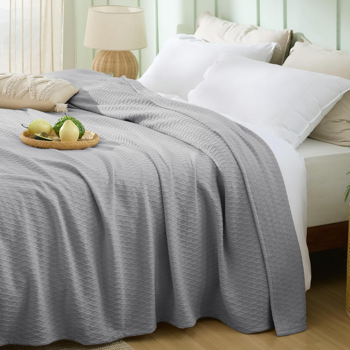 Cooling Blanket Breathable Bamboo-Cotton Diamond Waffle