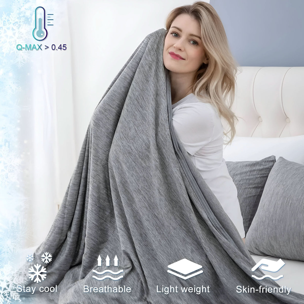 Cooling Blanket Breathable Cotton Advanced Cooling Fibers