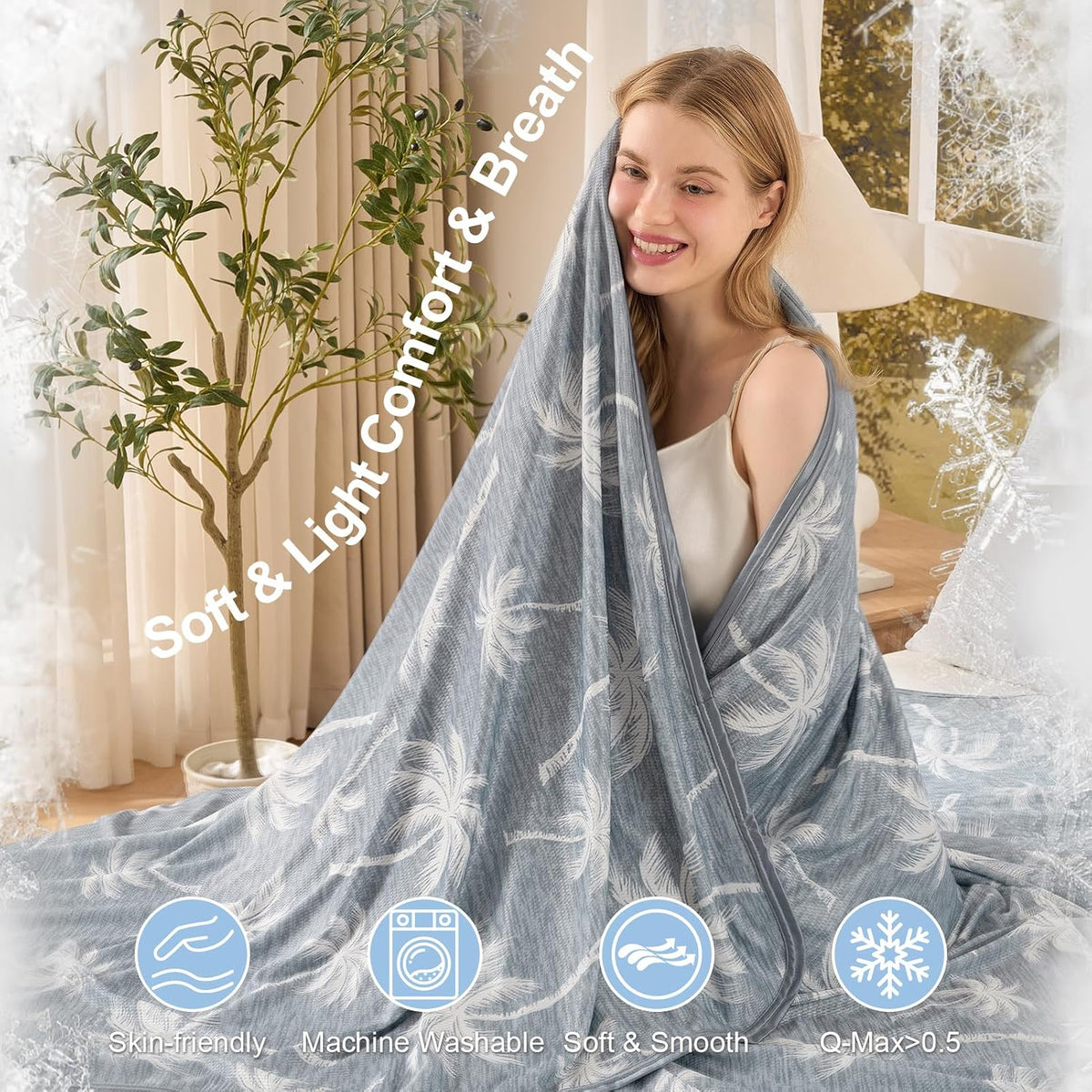 Cooling Blanket Double-Sided Breathable Fabric Lightweight & Portable