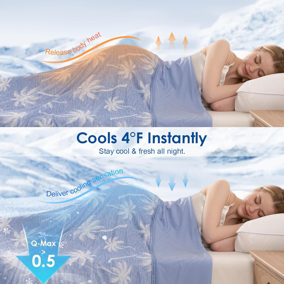 Cooling Blanket Double-Sided Breathable Fabric Lightweight & Portable