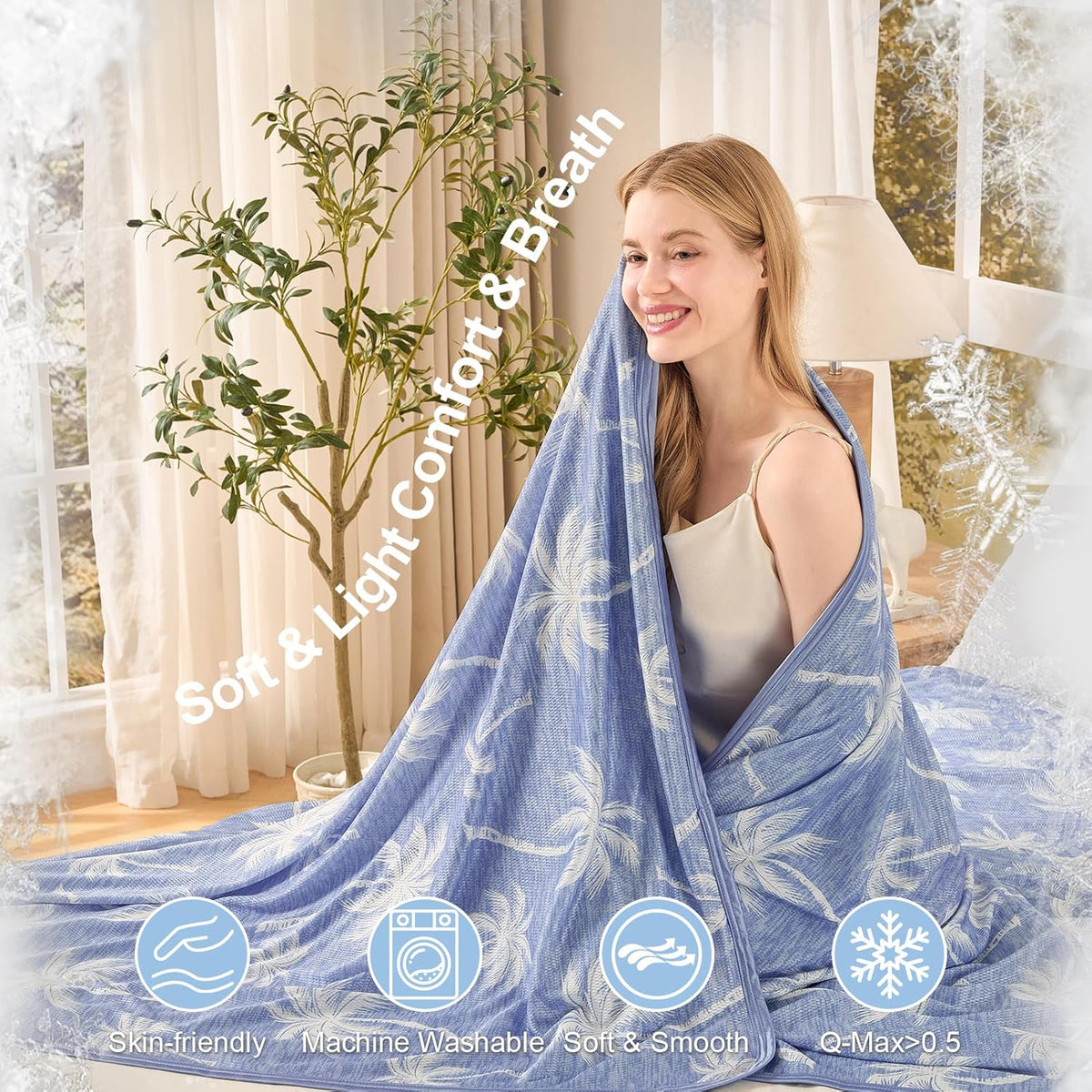Cooling Blanket Double-Sided Breathable Fabric Lightweight & Portable