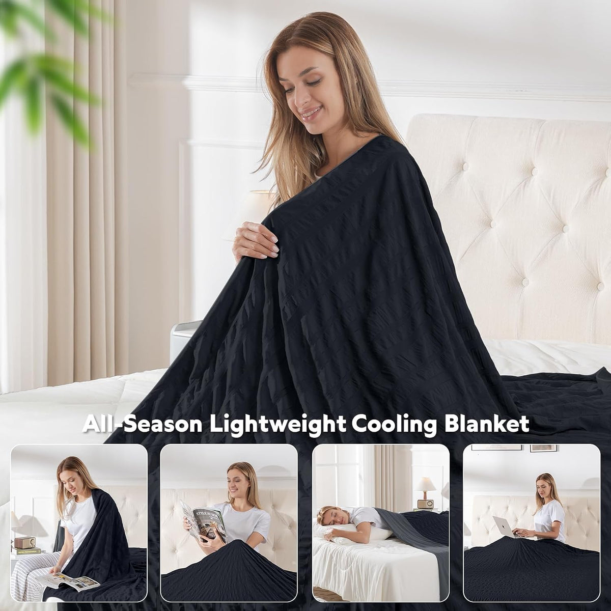 Cooling Blanket Double-Sided Nylon-Spandex & Seersucker